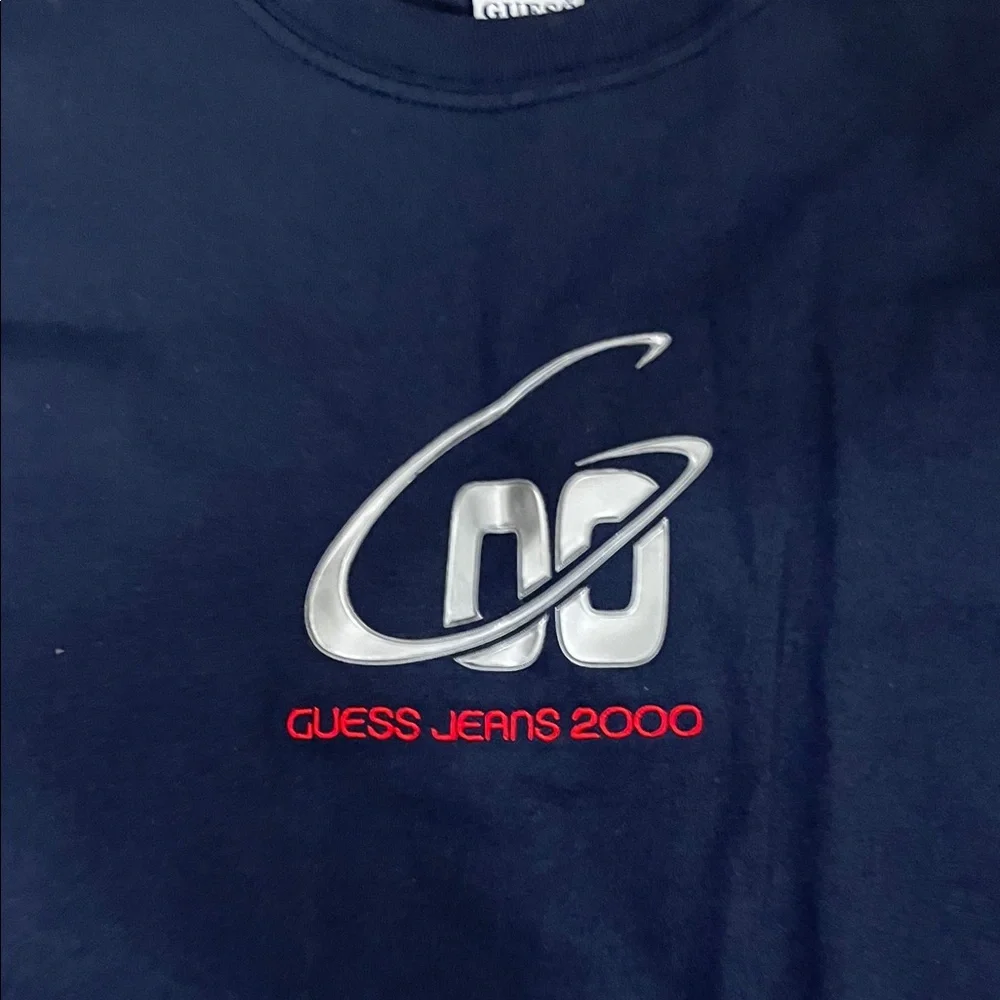 Guess Navy Graphic Tee with Silver and Red Accents - Picture 5 of 5